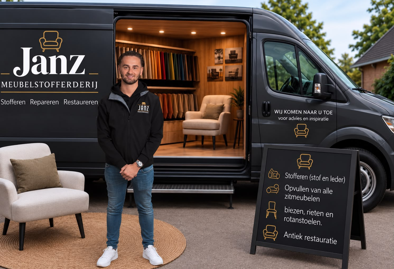 Janz Meubelstoffeerderij Mobiele Showroom